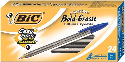 Bic Cristal Bold, 1.6 mm Ball Pen, Blue - Pack of 48 (MSBP241-BEx2)...
