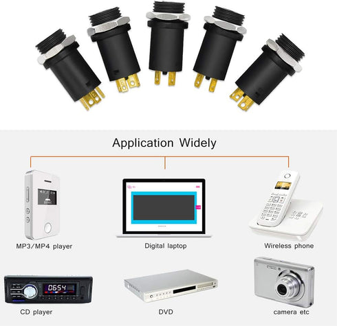 10pcs 3.5mm Mini Stereo Female Jack Socket Plug with Nuts 3.5mm Stereo Panel Mount Jack Solder Connector Headphone Audio Video Vertical Socket 4 P...