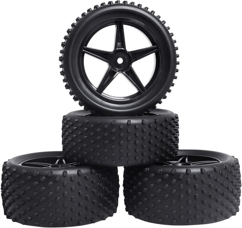 Hobbypark Front and Rear Tires & Wheels Set 12mm Hex Hubs Foam Inserts for Redcat HPI Exceed RC 1/10 Off Road Buggy Tyre (4-Pack)...