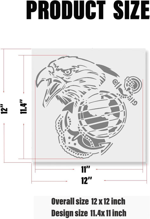Large American Flag Stencil Set | US Military Stencils - Army, Air Force, Navy, Marines | 50 Stars | Reusable Flag Star Stencils for Painting on W...