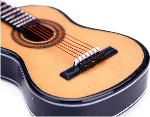 Dselvgvu Wooden Miniature Guitar with Stand and Case Mini Musical Instrument Miniature Dollhouse Model Home Decoration (3.94"x1.42"x0.59")...