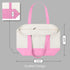 TOPDesign 1-Pack Canvas Tote Bag with an External Pocket, Reusable Grocery Shopping Bag, Top Zipper Closure, Daily Essentials (Pink/Natural)...