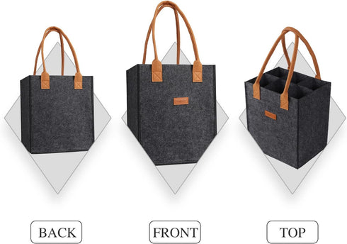 6 Bottle Wine Tote Bag, Insulated Thermal Padded Wine Bottle Carrying Cooler Carrier for Travel, Picnic, Great Gift for Wine Lover (Dark Grey)...