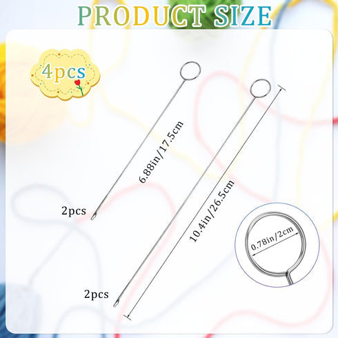 Loop Turner Sewing Tool, 4 Pieces Sewing Loop Turner Hook, Needle Hook, Crochet Sewing Supplies,Sewing Concepts, Tongue Crochet Tools,Needle Hooks...