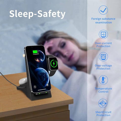 4-in-1 Wireless Charger for Multiple Devices with Night Lamp, Wirelsss Charger Station for iPhone 14/14 Pro/13/13 Pro/12/12Pro Max/11 Series/XS Ma...