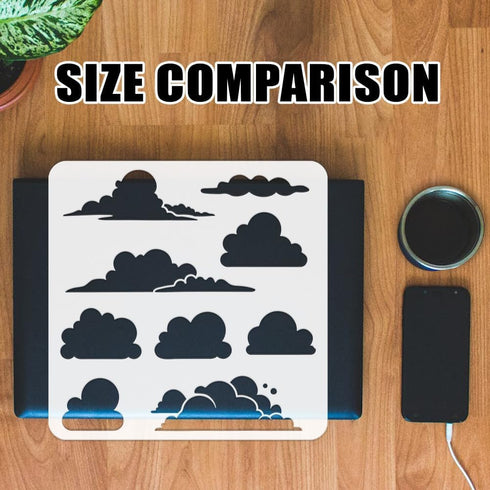 FINGERINSPIRE Clouds Painting Stencil 11.8x11.8inch Reusable 9 Styles Cloud Pattern Drawing Template DIY Art Clouds Theme Cartoon Clouds Decoratio...
