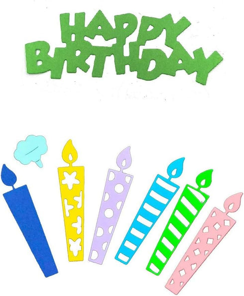 Metal 6 Hollow Style Candles Cutting Dies, Happy Birthday Letter Die Cuts for Card Making Stencil Embossing Tool Scrapbooking DIY Etched Craft Die...