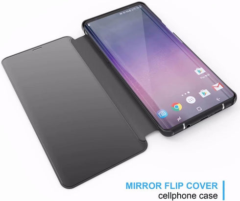 Omorro Case for Galaxy Note 9 Luxury Clear View Electroplate Mirror Makeup Design Flip Wallet 360 Full Body Built-in Screen Protection Slim Hard M...
