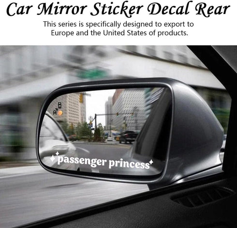Passenger Princess Decal Sticker Car Mirror Sticker Cute Funny Rearview Mirror Sticker Vinyl Truck Window Sticker Rearview Mirror Car Decoration W...