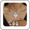Unicra Crystal Heart Bridal Wedding Jewelry Set Silver Rhinestone Necklace Earrings Bracelet Sets Formal Costume Jewelry for Women and Brides...