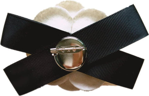 80Hou Elegant Wool Camellia Flower Brooch Vintage Bow Floral Pin...