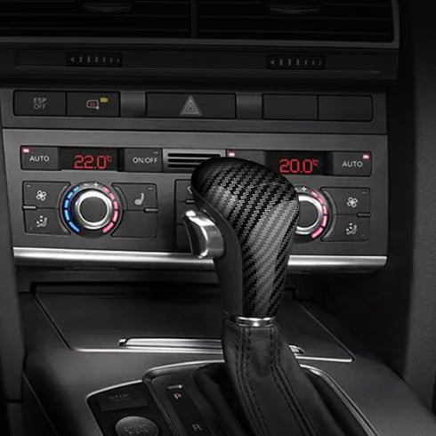 Gear Shift Knob Cover Trim ABS Plastic, Carbon Fiber, Compatible with Audi A6L 2005-2011, Q5 A4L 2009-2012, A5 2008-2010, Q7 2006-2012...
