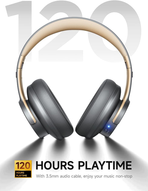Picun B8 Bluetooth Headphones, 120H Playtime Headphones Wireless Bluetooth with 3 EQ Modes, Low Latency, Hands-Free Calls, Over Ear Headphones for...