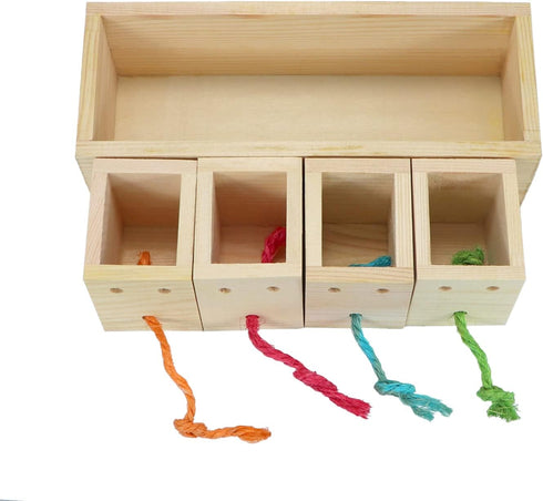 Bird Foraging Feeder Toy Training Intelligence Box Wooden for Parrot Budgie Parakeet Cockatiel Conure African Grey Cockatoo Amazon Finch Canary...