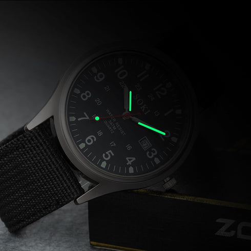 Lancardo Simplicity Analog Quartz Watch with Woven Nylon Band Luminous Hand Military Time 24H (Black) for Father's Day...