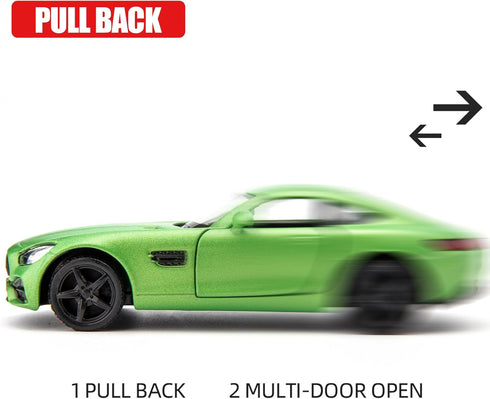 BDTCTK 1/36 Scale Benz AMG GTR Car Model, Zinc Alloy Die-Cast Pull Back Vehicles Kid Toys for Boy Girl Gift (Green)...