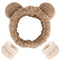 AHONEY Spa Bear Ears Headband, Face Wash Headband and Wristband Set, Cute Makeup Skincare Headbands Wrist Bands for Washing Face Elastic Fluffy He...