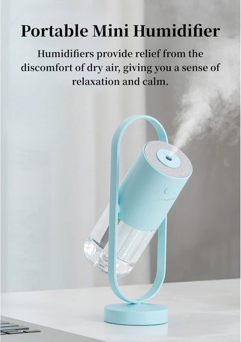 Portable Mini Humidifier, Compact 360° Rotating Cool Mist Air Humidifier Automatic Shutdown for Office for Home for Travel (#1)...