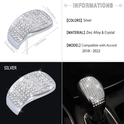 1797 Gear Shift Lever Cap Compatible with Honda Bling Accessories Accord 2018-2022 10th 1.5T EX EX-L LX V6 FWD Decals Stickers Covers Interior Dec...