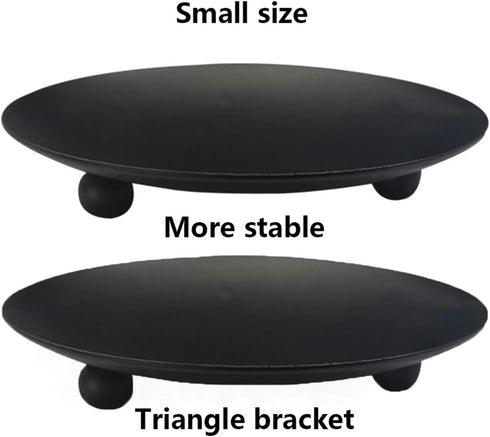 YYaaloa 2 pcs Black Decorative Iron Plate Candle Holder 4.33'' Candle Stand Candle Plate for LED & Wax Candles, Incense Cones, Spa, Weddings (Blac...