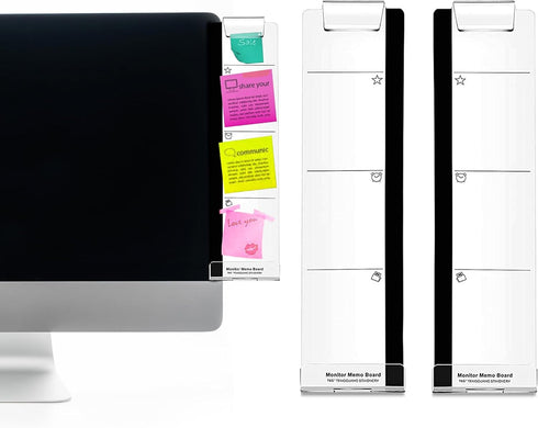 Quadow Monitor Message Board/Computer Monitors Side Panel/Notes Memo Board Message for Monitors,1Set (Left & Right) (with Phone Holder)...