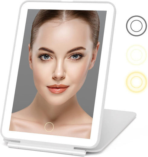 Rechargeable Travel Makeup Mirror 72 LED Lighted Makeup Mirror Travel Mirror Compact Slim LED Vanity Mirror with Lights Lighted Makeup Mirror with...