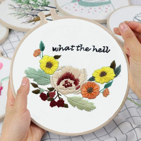 Louise Maelys Flower Embroidery Kit for Beginner Hand Embroidery Starter Kit with Sayings Stamped Cross Stitch Needlepoint Kits for Adults...