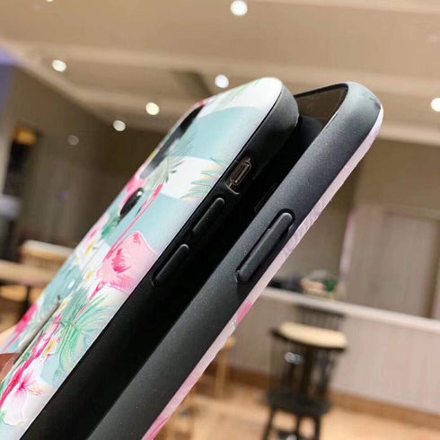 Compatible with iPhone 11 Pro Max Case Finger Grip,3D Embossed Flamingo Shell Design,Rugged Shockproof Slim Fit Dual Layer Finger Ring Loop Strap ...