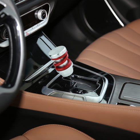 Gear Shifter Knob Spring Car Shift Stick Handle Aluminum for Most Manual Automatic Vehicles (Silver Red)...
