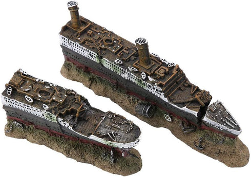 Aquarium Shipwreck Decoration, Resin Titanic Lost Wrecked Boat Ship Fish Tank Ornament Aquarium Sunken Ship Accessories...