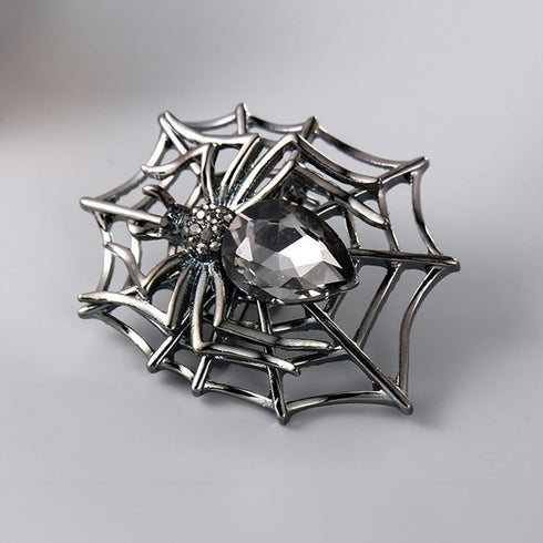 Gothic Spider Black Crystal Brooch Pin - Elegant Halloween Costume Jewelry...