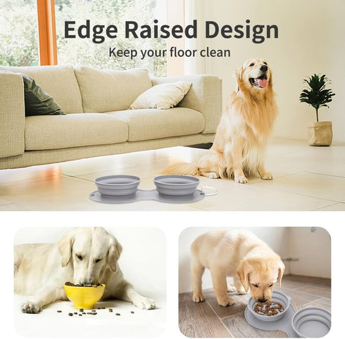 3-in-1 Foldable Slow Feeder Dog Bowls with Non-Spill Silicone Mat - Perfect for Large, Medium, and Small Breeds - Promotes Healthy Eating Habits -...