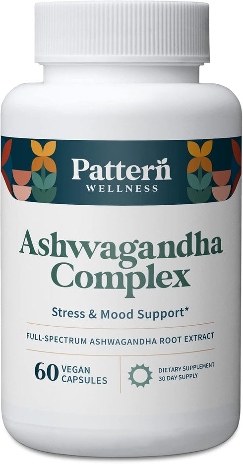 Pattern Wellness Ashwagandha Complex for Men & Women - KSM-66 & Black Pepper Extract - Whole Body & Heart Health - Supports Stress & Mood - Non-GM...