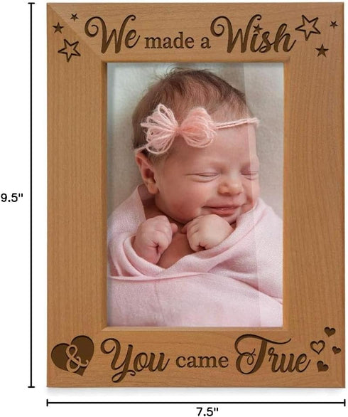 KATE POSH - We Made a Wish & You Came True Engraved Natural Wood Picture Frame, New Baby Gifts, New Mom, New Dad, Adoption Gifts (5x7 Vertical)...