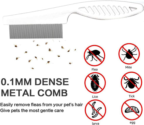 Dog Combs for Grooming, Metal Dog Comb and Flea Comb with Rounded Teeth for Removing Tangles and Knots for Long and Short Haired Dogs and Cats (st...