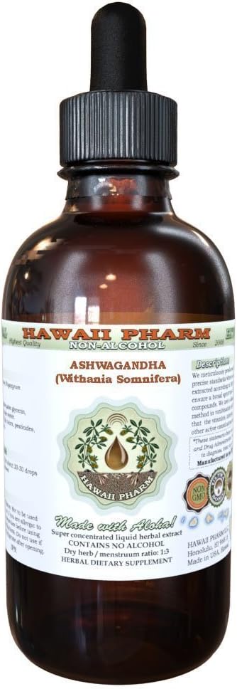 Ashwagandha Alcohol-Free Liquid Extract, Organic Ashwagandha (Withania Somnifera) Dried Root Glycerite 2oz...