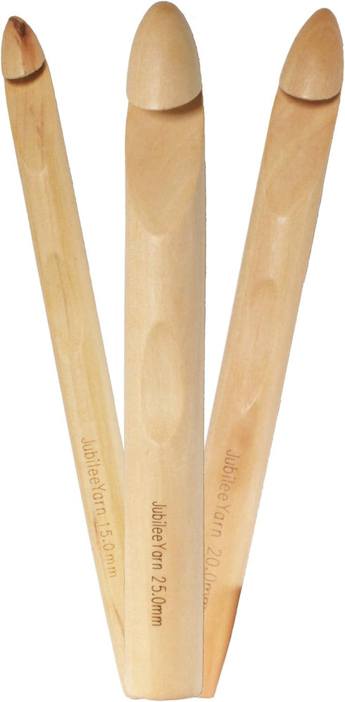 JubileeYarn Jumbo Birch Crochet Hook - US P, S, T (15, 20, 25mm) - 3pc Set...