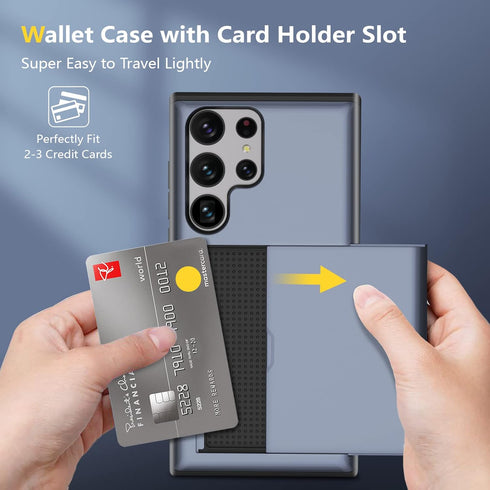 ZUSLAB Card Holder Slot Case Compatible with Samsung Galaxy S24 Ultra 6.8 Inches 2024, Phone Wallet Case for Galaxy S24 Ultra, Shockproof Rubber &...