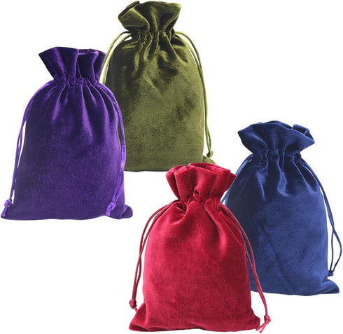 HRX Package Soft Velvet Gift Bags, 5.1x7.8 inch Velvet Drawstring Pouches for Tarot Rune Jewelry Crystal 4 Pack...