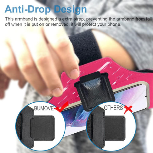 Running Armband with Headset Bag for Samsung Galaxy S25,S24, S23, S22,S21,Zipper Slot Car Key Holder, Workouts Sports Phone Arm Band (Pink)...