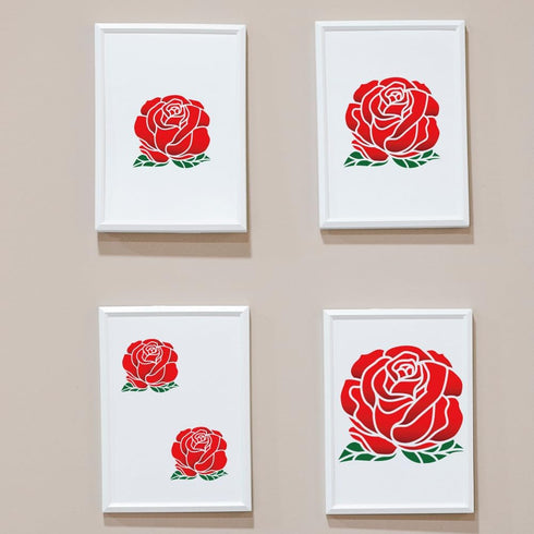 4pcs Rose Flower Stencils 6~11.8inch 4 Sizes Blooming Roses Stencils for Painting with Paint Brush Reusable Love Heart Floral Stencil for DIY Art ...