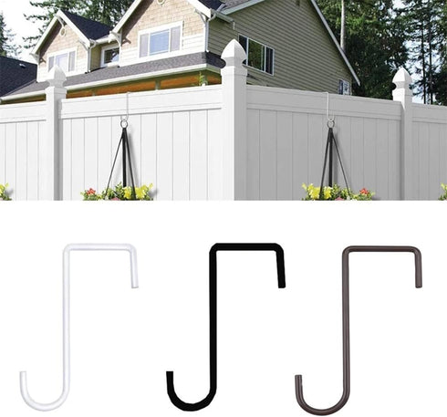 1/3 Pcs Vinyl Hook Hanger Garden Patio Fence Hook Hanging for Flower Plants Bird Feeder Light Decoration S Shape Black/White/Brown...