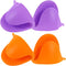 2 Pairs Mini Oven Gloves Silicone Heat Resistant Cooking Pinch Mitts Potholder for Kitchen Cooking & Baking (Purple and Orange)...