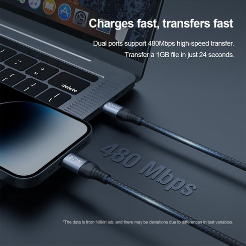 Nillkin Lightning & USB-c 2-in-1 Charging Cable,4.9 ft USB C to Lightning & USB C to USB C Long Fast Charger Cord for 15 14 13 12 11 Pro/max,iPad ...