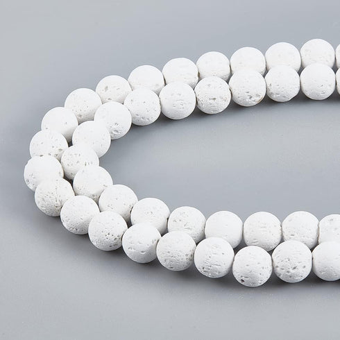 PH PandaHall 470 Pcs 7.6~8mm White Lava Beads Dyed Volcanic Stone Beads for Jewelry Making...