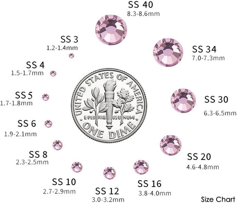 Glue Fix Crystal Flatback Rhinestones Glass Diamantes Gems for Crafting Nail Art Crafts Decorations Clothes Shoes 2.8mm (ss10 2880pcs, Lt. Rose)...