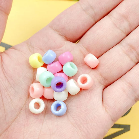 Pony Beads, 300 Pcs Rainbow Acrylic Craft Beads, Colorful Round Plastic Spacer Beads for DIY Jewelry Craft Making Necklace Rainbow Bracelet...