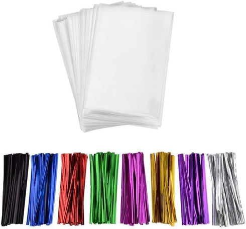 200 Pcs 7 in x 5 in Clear Flat Cello Cellophane Treat Bags(1.4mil) Good for Bakery, Cookies, Candies,Dessert....