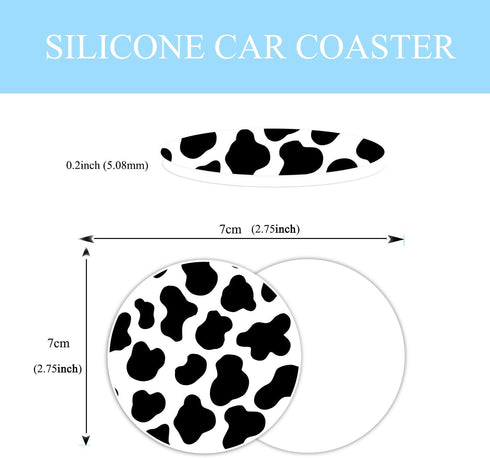 Black and White Cow Print Steering Wheel Cover Anti-Slip and Practical 14.5-15 Inch Universal Car Steering Wheel Cover with 2 Pieces Car Coasters ...