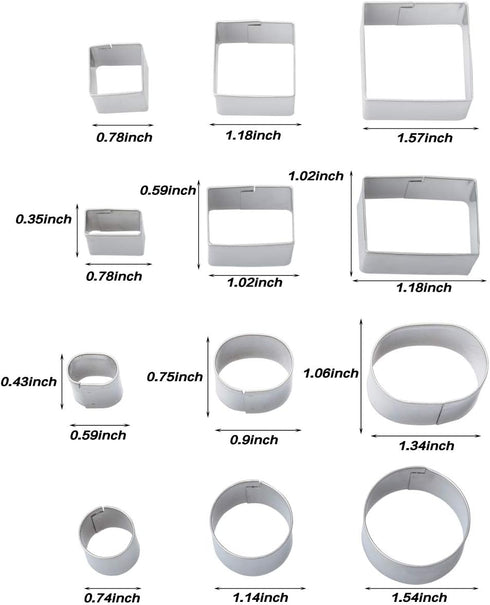 Mini Geometric Shaped Cookie Biscuit Cutter Set 24 Rectangle Square Heart Triangle Round Tiny Circle Baking Stainless Steel Metal Molds...